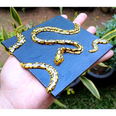 3D Emboss Snake Animal Glue Gun Canvas Shiny Pop Medium Art Hand Painting NEW