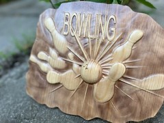 Bowling Wood Carving Multicolor Picture Woodworking 3D Handmade Wall Decor Bowle