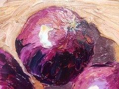 Original Oil Peinting Onions Still Life Kitchen Hand Painted Modern Art 12×8 in