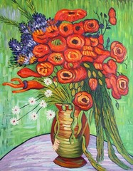 Van Gogh Replica Oil Painting – Red Roses – size 28″x36″
