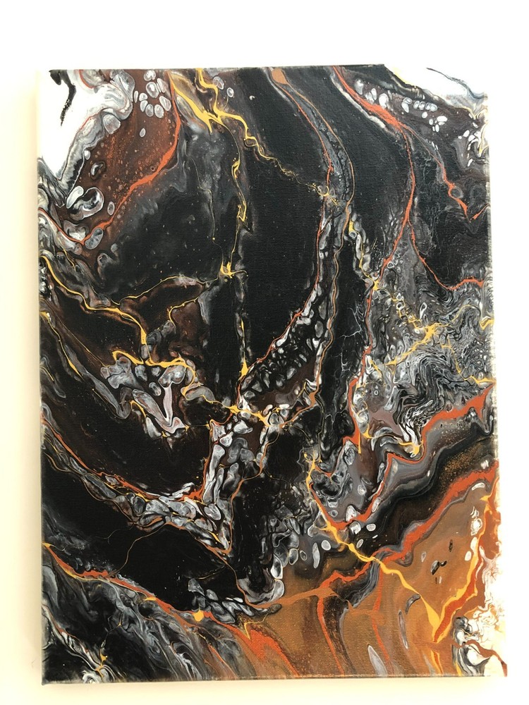 Original Abstract Acrylic Painting Stretched Canvas Wall Art Decor 12″x16″x0.6″