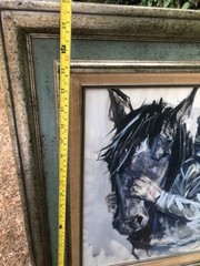 MAHON Original HORSE TRAINER MODERN ABSTRACT 1970s IMPRESSIONIST WATERCOLOR