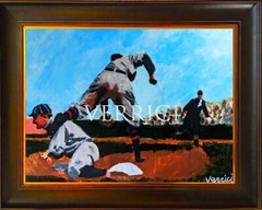Ty Cobb Detroit Tigers Baseball Original Art Painting 24X18 Rare Artwork