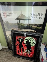 Original El Gato Gomez Painting – „Live Laugh Love Hail Satan“ – Framed & Signed