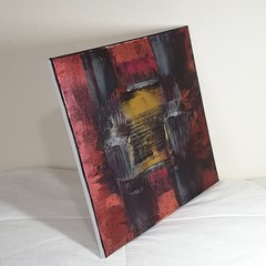 Original Abstract Acrylic Painting (See Video) On Canvas irridescent gold 14×14