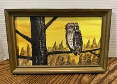 Painting Majestic Owl Wildlife Bird Portrait Canvas Nature Art