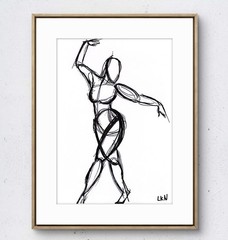 Laeknapes 10×7 Paper Modern Graceful Woman Dance Minimalist Figurative Art Decor