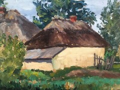 Oil Painting Unframed House Near the Forest Cherkas A Nature Painting Art n642
