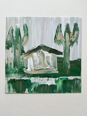 Southwest Desert Cabin Oil Painting Palm Springs California Art Cactus Cabin Art