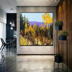 Original Large Oil Painting on Canvas Impressionism Landscape Large Aspen Trees