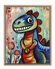 Atherton 11×14 Original Expressionism Dinosaur painting „Cute Dino5“ hand signed