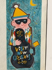 Visit New Orleans Illustration Art Casein Painting-1970s-William Gorman