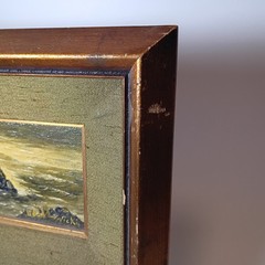 Vintage Framed Oil Painting Seascape Ocean Rocks Coast Signed Vicki