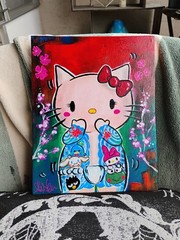 Original Hand-Painted Yakuza Baddie Hello Kitty #1 pochacco my melody Painting