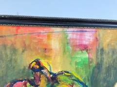 Vtg “Earth Rainbow” Fruit Abstract Oil Painting on Canvas Framed by Sharon Niles