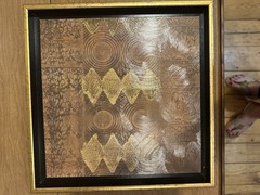 12W“x12H“ COPPER ECHOES by REBECCA KOURY – BRONZE TONED 9PC SET ABSTRACT CANVAS