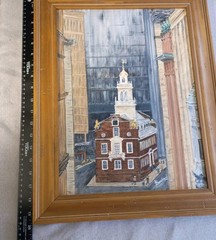 Original Signed 19th Century Painting Of „The Old State House“ Boston Ma.