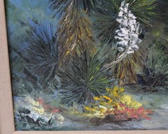 Alix Stefan 16×20 Vintage Oil Painting Desert Yucca Flower Carved Mexican Frame