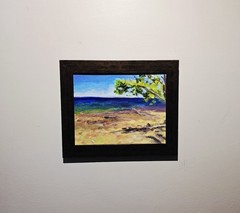 „Theodora Pavlou“ OOAK, Double Signed Plein Air „Fresh Water Vibes“ Framed 10×12
