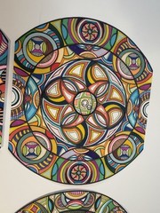 4 Abstract Geometric Painting Art Mixed Media Mandala Kaleidoscope By Schachter