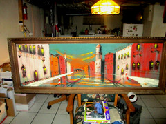 RIKI Original Venice Italy Large 5 ft Painting Gondola Framed ITALY 60 in W nice