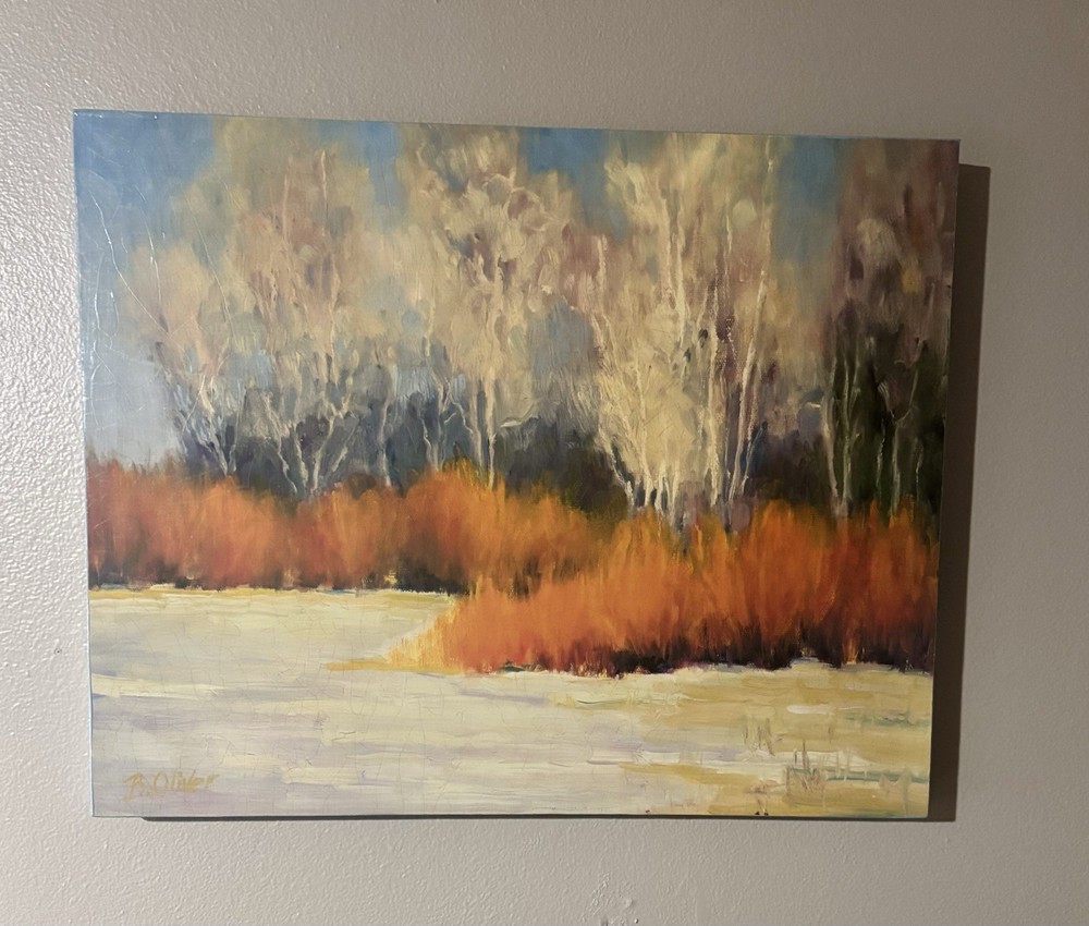 Bunny Oliver – Bright Winter Day. Oil on Canvas. 26″ x 22″.
