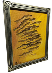 11″x14″ Original Oil „A School of Mermaids“ Abstract, Fantasy by Fred Gohringer
