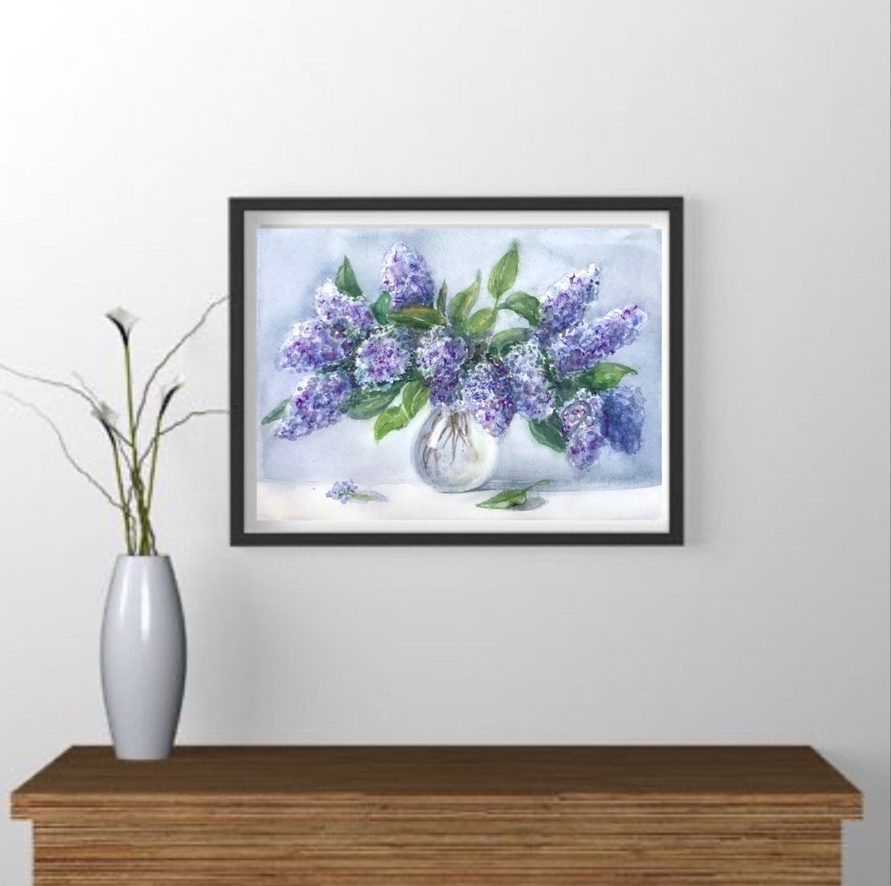 Original brand new watercolor still life ”Lilac” $65 art