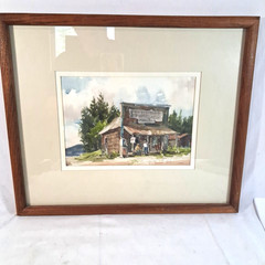 Lowell Ellsworth Smith Original Watercolor Columbine General Store Gas Station
