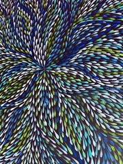 Roseanne Morton Petyar, Authentic Aboriginal Art.Size,90 x 60cm. Medicine Leaf