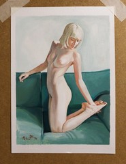 Original Oil Painting on Paper 8x12in/21×29.7cm Female Nude Signed 2025