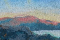 Original Oil Painting Golden Hour Desert Sunset Canyon Lake Impressionist 8×10