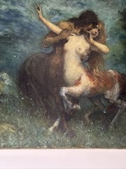 Antique Centaur Centaurs Painting Ferdinand Leeke Large Oil Night Portrait Icon