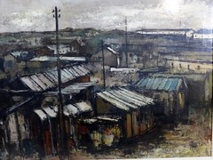 François Franc Oil Painting Signed 1966 Paris Flea Market Marche aux Puces Frame