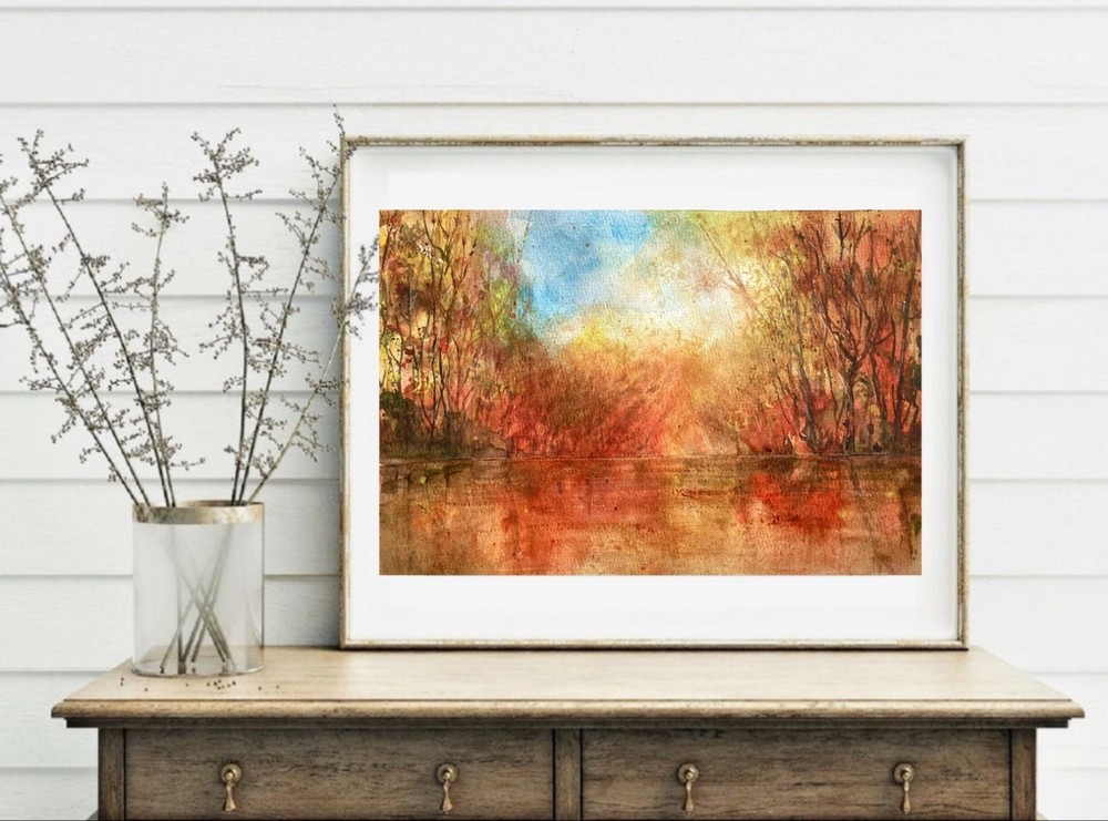 Original new watercolor ”Autumn colors” $65 home decor art gift