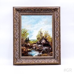 Original Oil Painting „Landscape“ in Antique Picture Frame (54 x 44 cm)
