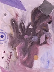 Signed Abstract Painting Artwork – Abstract Style Subject Theme Wall Art
