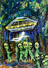ACEO Original Painting Child NIGHTMARES Subconscious Dream Alien Night Sleep ART