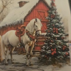 Horse Barn Christmas Diamond Painting (40×40 cm)
