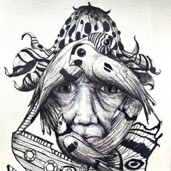 ALAIN DONATE HERNANDEZ ORIGINAL MIXED MEDIA ACRYLIC,INK ON CARDBOARD 8″X 11″