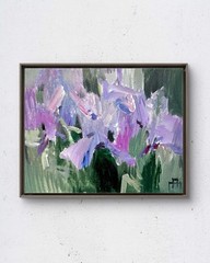Irises 10×8 Original Acrylic Painting Floral Canvas Home Decor
