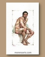 Original Watercolor Painting Male Figure Portrait Book Page (5.5 × 8.5 inches)