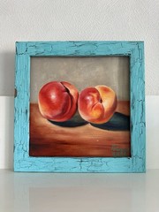 Oil Painting Still Life Art For Kitchen Peaches Gift 20x20cm Wall Art Fruits