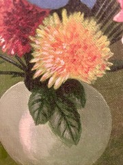 Vintage Still Life Floral Oil Painting on Canvas Wood Framed 21″Hx17.5″W Signed