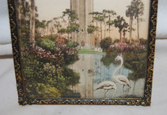 Hand Painted Watercolor Brass Framed Easel Singing Tower Gardens in Florida