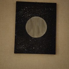 Abstract Moon and Stars Outer Space Painting, Unframed Single Piece Art