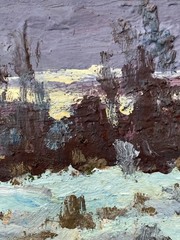 Oil Painting Winter Evening In Nature L. Maistrenko Unframed Original nAAA3552