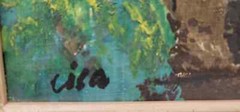 Vtg Framed Modern Abstract Cityscape Scenery Painted By Artist CISA Painting