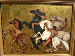 Porter Woodruff 1894-1959 PAIR modernist paintings men horses Vogue illustrator