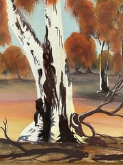 TED CROWE ORIGINAL CENTRAL AUSTRALIAN LANDSCAPE WATERCOLOUR PAINTING SIGNED